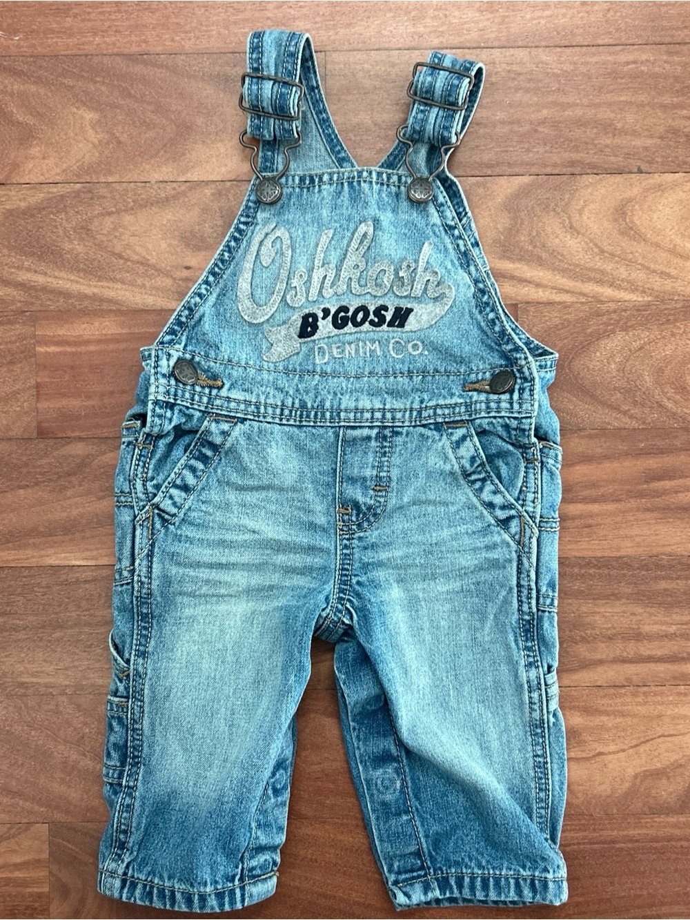 Vintage OshKosh B’Gosh Vestbak Denim Overalls Boys 3 Months Snap Legs Logo USA